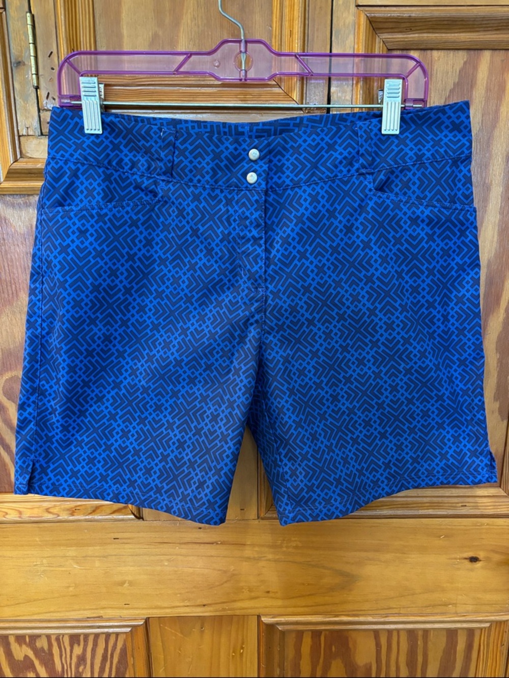 adidas Women's Navy Blue Geometric Flat Front Shorts